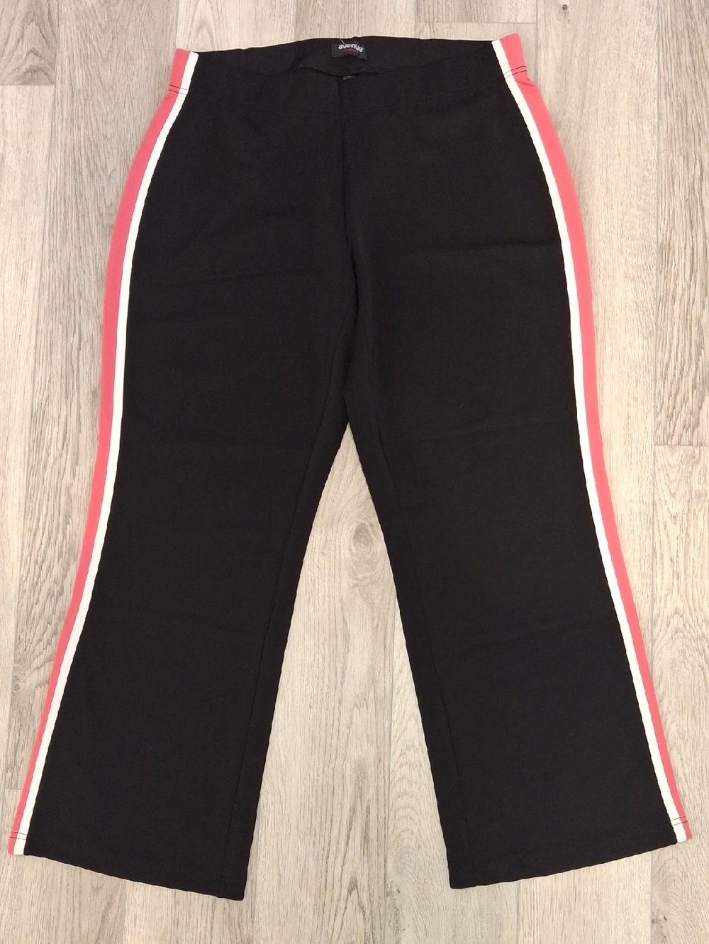 Vintage Avenue Black Track Pants with Pink and White Side Stripes Nwt